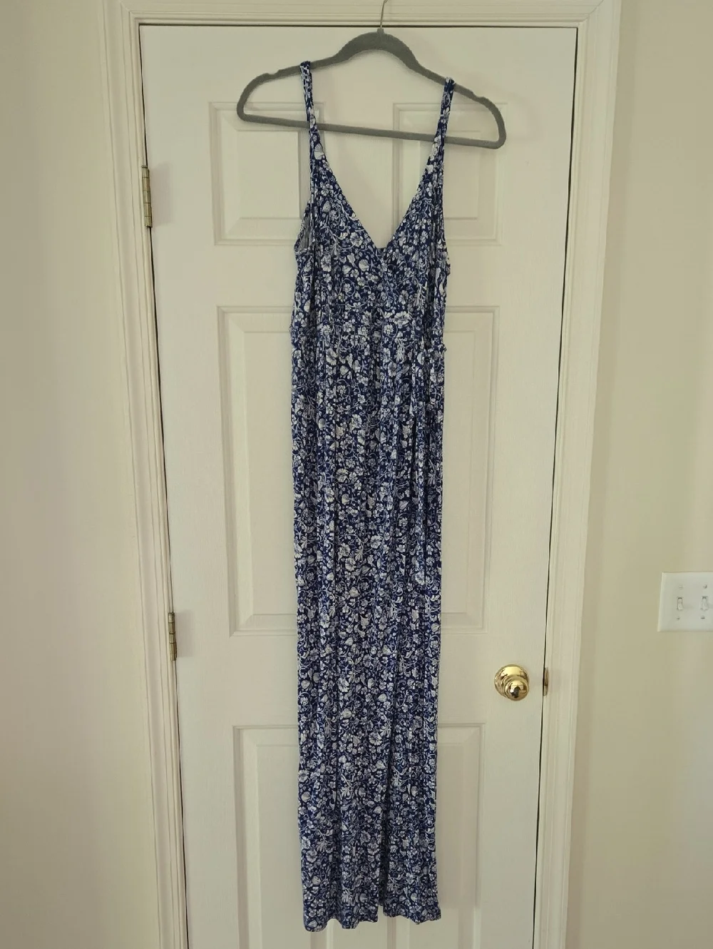 old navy blue floral maxi dress Vintage Old Navy Maxi Dress Size 10 Blue Floral Sleeveless Summer Long Length